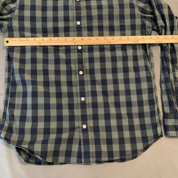 J Crew Shirt Mens Medium Blue Green Flex Washed Slim Untucked Button Down Plaid - Picture 4 of 7